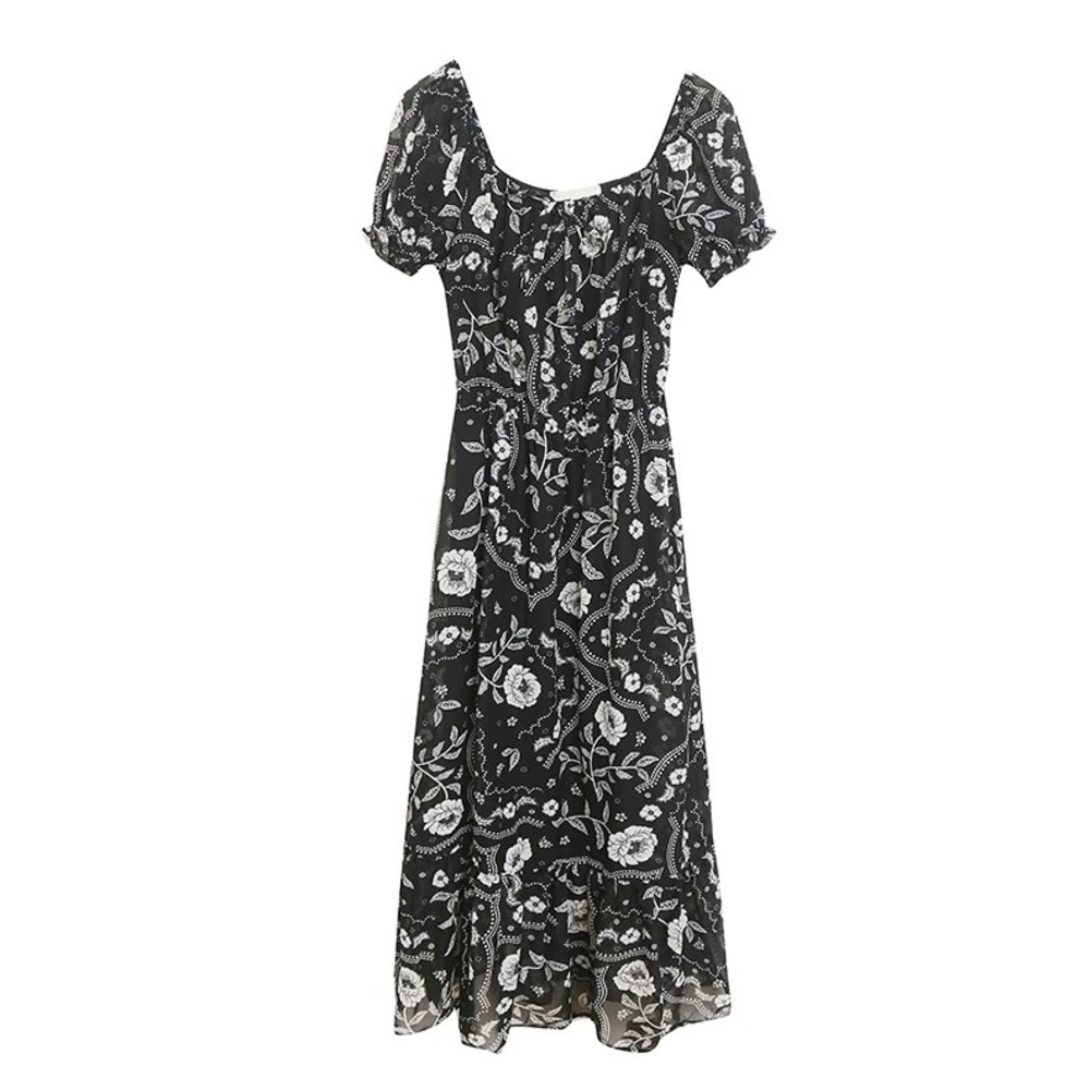 Long Floral Black Dress